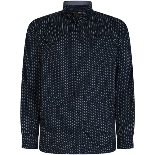 KAM Langarm-Hemd mit Dobby-Print, Marineblau